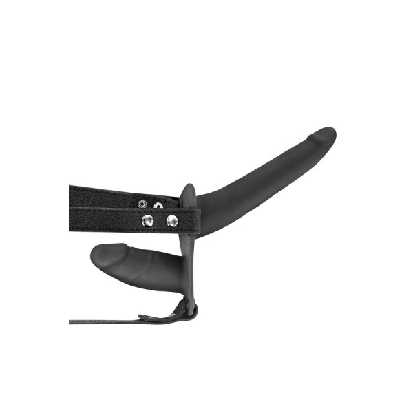 Double gode ceinture vibrant noir USB 
